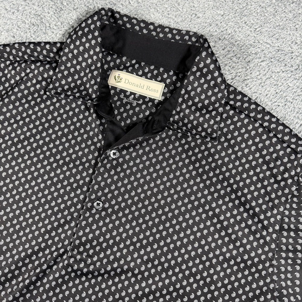 Donald Ross Golf Polo Men Medium Black‎ Paisley Talis Park Golf Club Perfromance